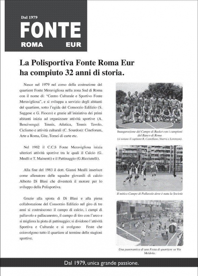STORIA DELLA POLISPORTIVA - A.P.D. Fonte Roma Eur